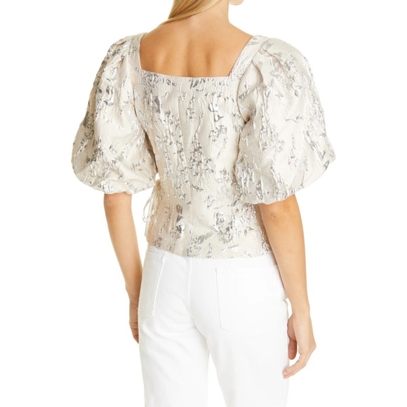 Jonathan Simkhai Taylor Matelassé Puff Sleeve Top 4 NWT - Picture 5 of 16